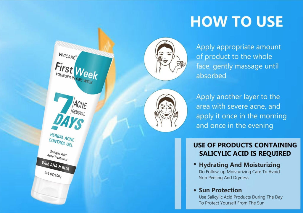7 Days Herbal Acne Removal Gel - Acne Control Treatment with Salicylic Acid 100gm